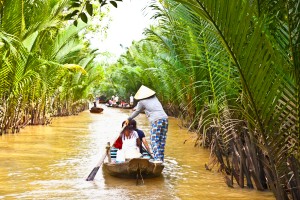 A famous tourist destination is Ben Tre village in Mekong delta